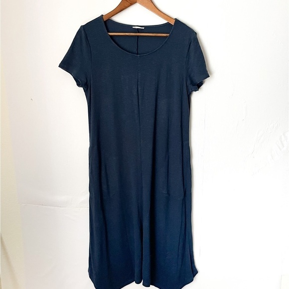 J Jill Pure Jill Women's Dress Sweatshirt Size Small Blue Linen Blend Shift - Picture 1 of 8